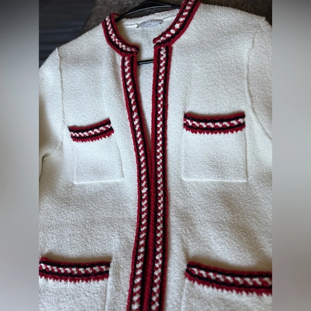 SANDRO Luce Chunky Cotton-blend Cardigan In Ecru